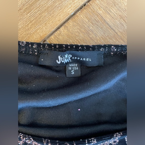 Jump Apparel Black Rose Gold Glitter Holiday Cocktail Party Dress Stretch Size S - Picture 3 of 3